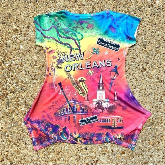 Maxi & Co New Orleans Bourbon St Colorful Top L - Picture 8 of 10